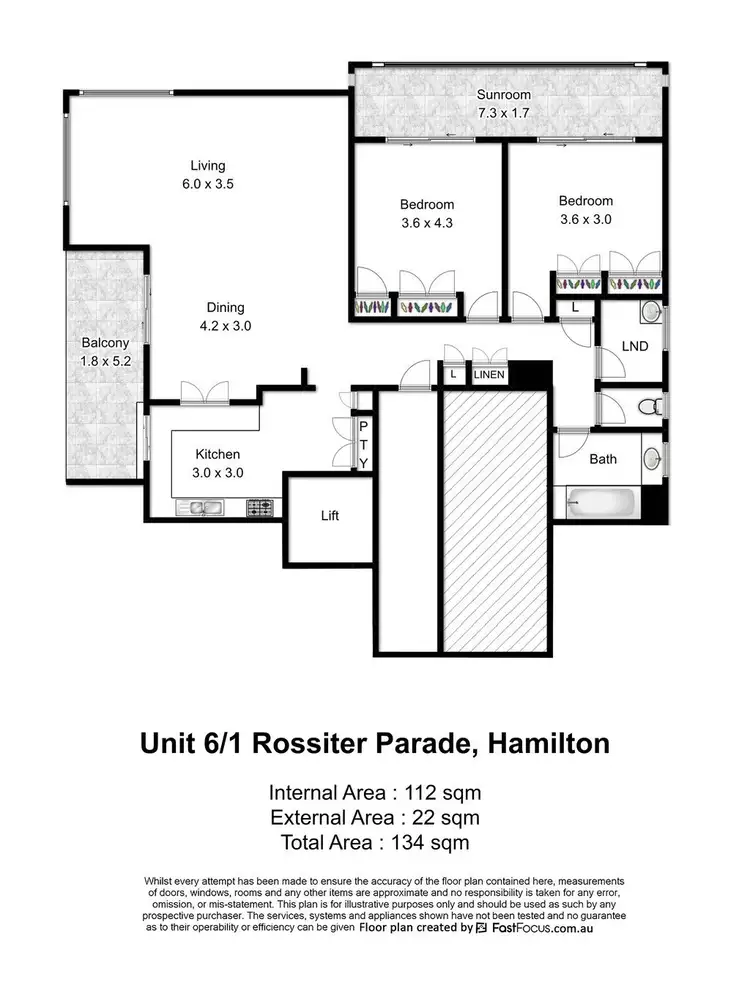 Floorplan of Homely apartment listing, 6/1 Rossiter Parade, Hamilton QLD 4007