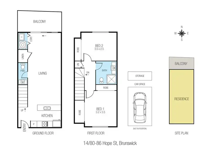 Floorplan of Homely townhouse listing, 14/80-86 Hope Street, Brunswick VIC 3056