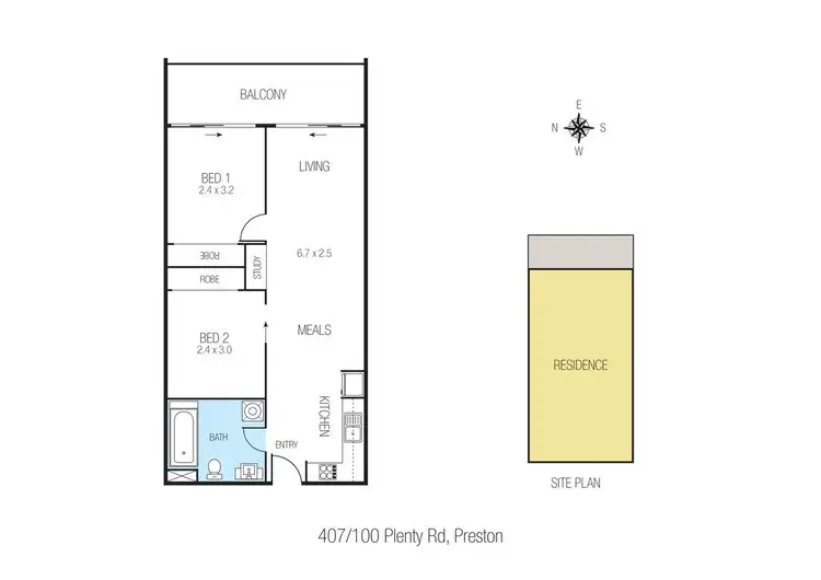 Floorplan of Homely apartment listing, 407/100 Plenty Road, Preston VIC 3072