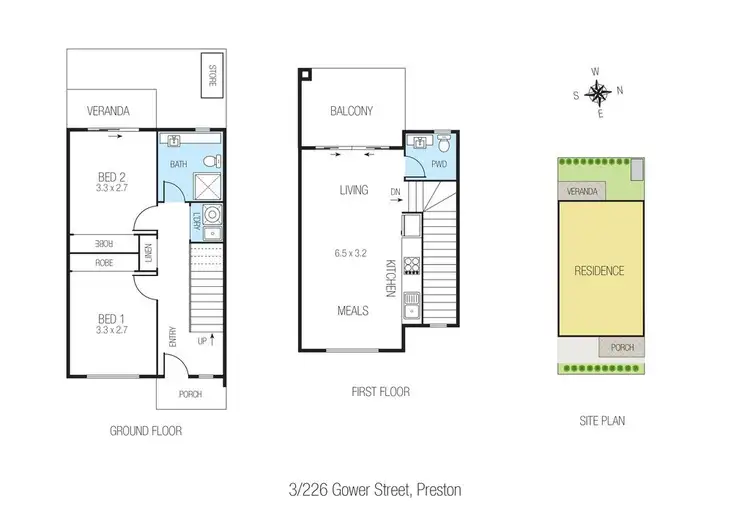 Floorplan of Homely townhouse listing, 3/226 Gower Street, Preston VIC 3072
