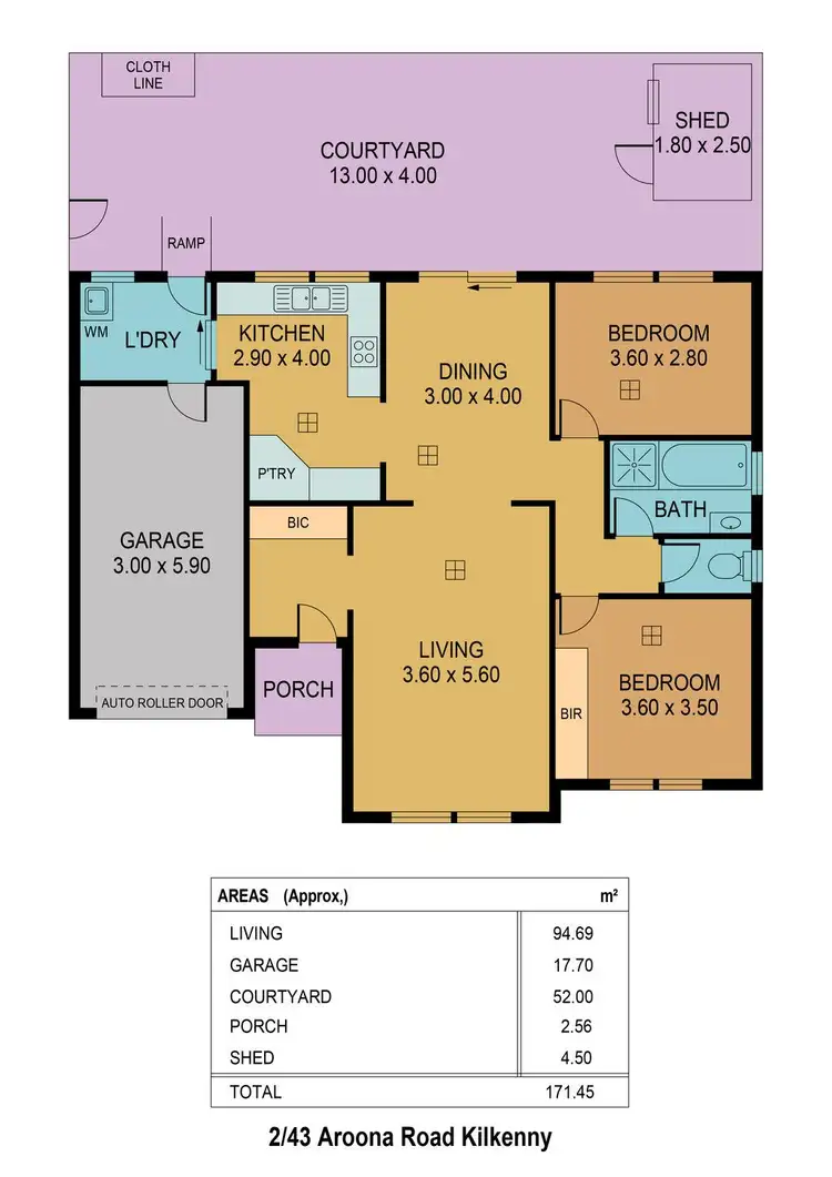 Floorplan of Homely house listing, 2/43 Aroona Road, Kilkenny SA 5009