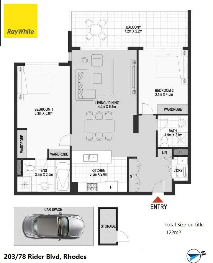 Floorplan of Homely apartment listing, 203/78 Rider Boulevard, Rhodes NSW 2138