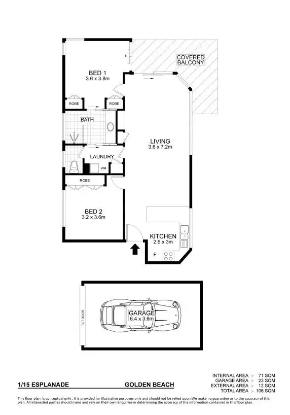 Floorplan of Homely unit listing, 1/15 Esplanade, Golden Beach QLD 4551