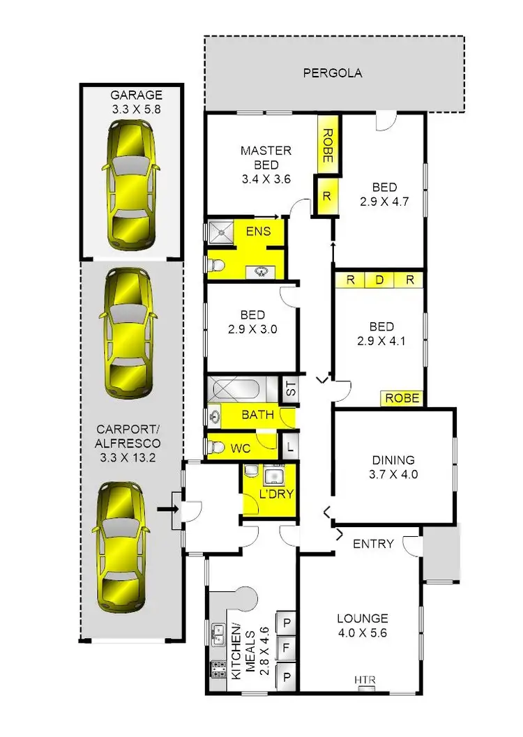 Floorplan of Homely house listing, 13 Hendy Street, Corio VIC 3214
