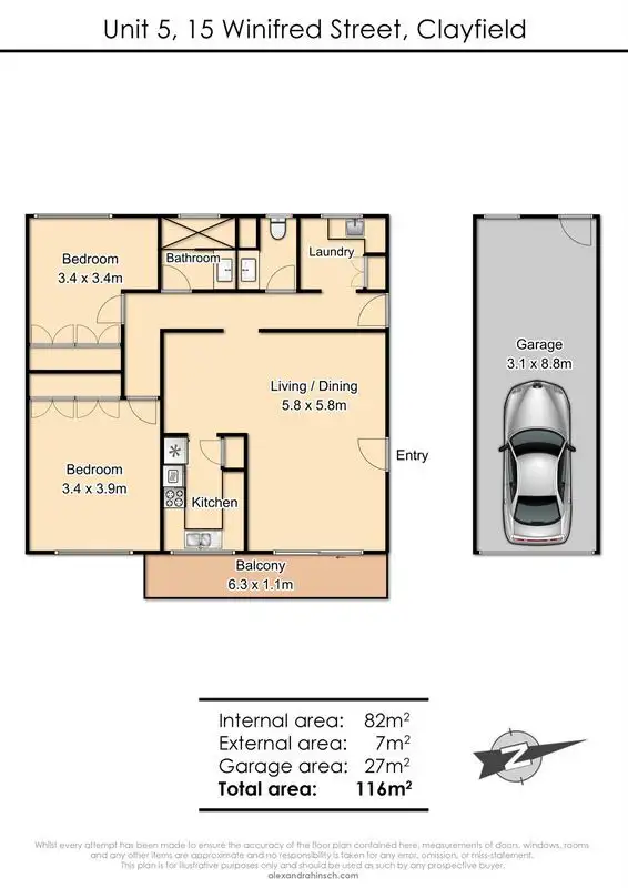 Floorplan of Homely unit listing, 5/15 Winifred Street, Clayfield QLD 4011