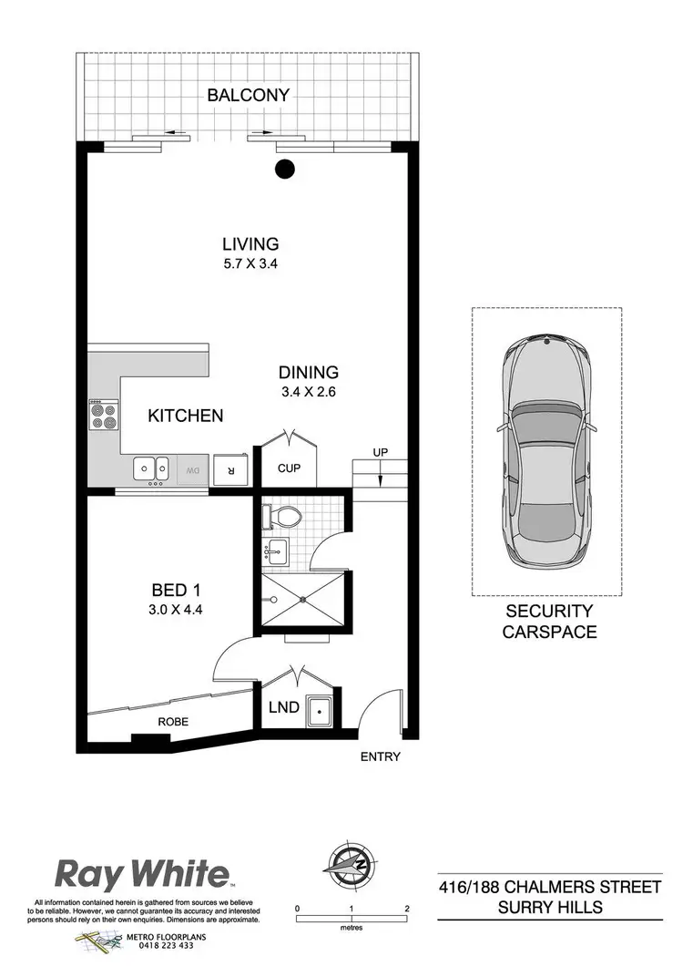Floorplan of Homely apartment listing, 416/188 Chalmers Street, Surry Hills NSW 2010