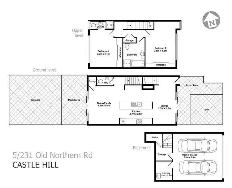 Floorplan of Homely townhouse listing, 5/231 Old Northern Road, Castle Hill NSW 2154