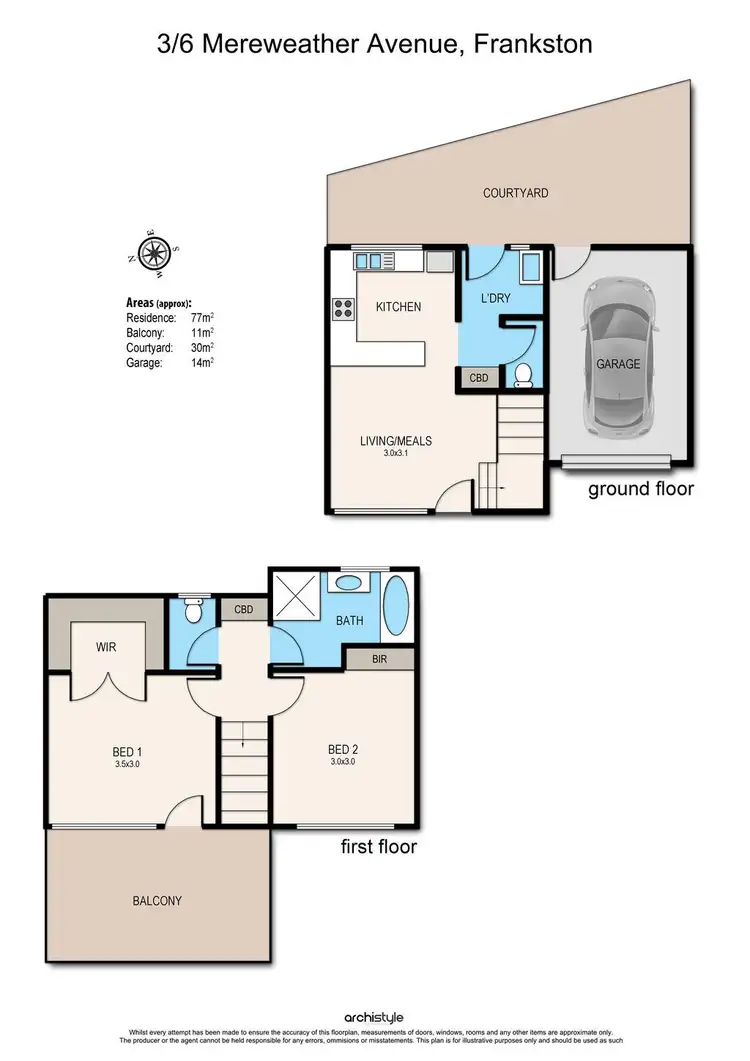 Floorplan of Homely unit listing, 3/6 Mereweather Avenue, Frankston VIC 3199