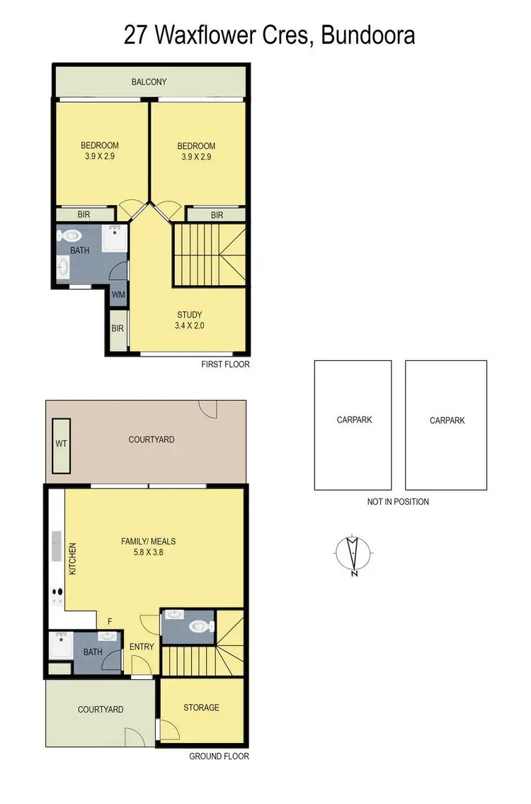 Floorplan of Homely townhouse listing, 27 Waxflower Crescent, Bundoora VIC 3083