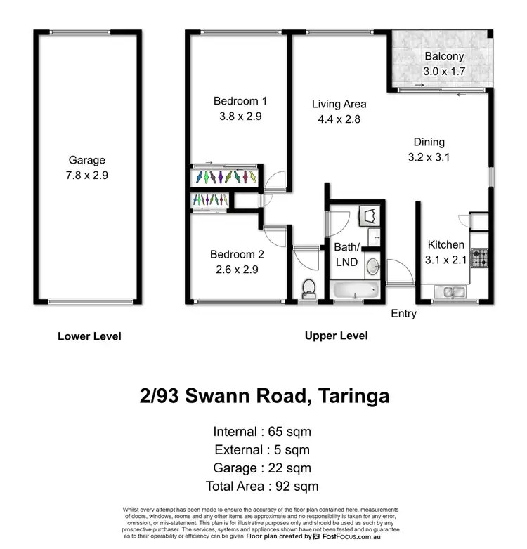 Floorplan of Homely unit listing, 2/93 Swann Road, Taringa QLD 4068