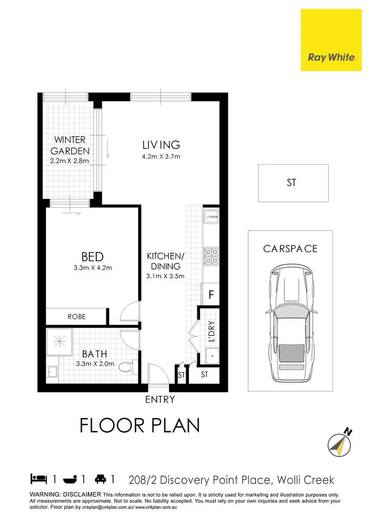 Floorplan of Homely apartment listing, 208/2 Discovery Point Pl., Wolli Creek NSW 2205