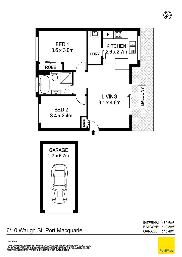 Floorplan of Homely unit listing, 6/10 Waugh Street, Port Macquarie NSW 2444
