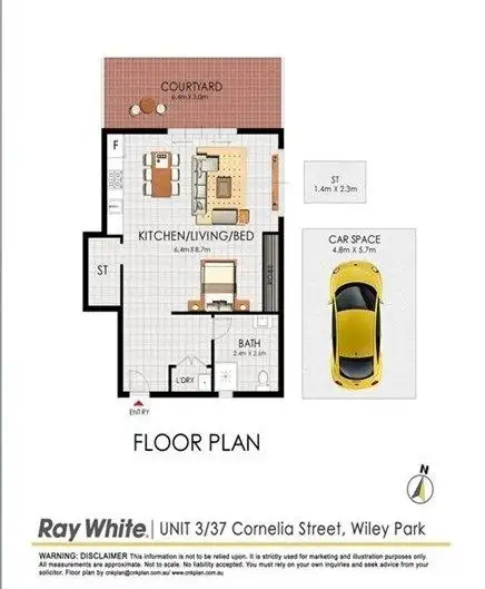 Floorplan of Homely studio listing, 3/37 Cornelia Street, Wiley Park NSW 2195