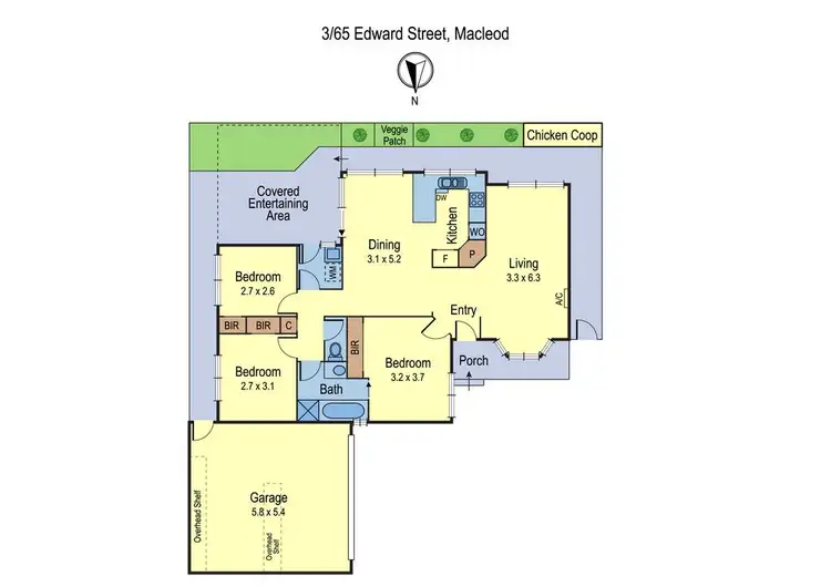 Floorplan of Homely unit listing, 3/65 Edward Street, Macleod VIC 3085