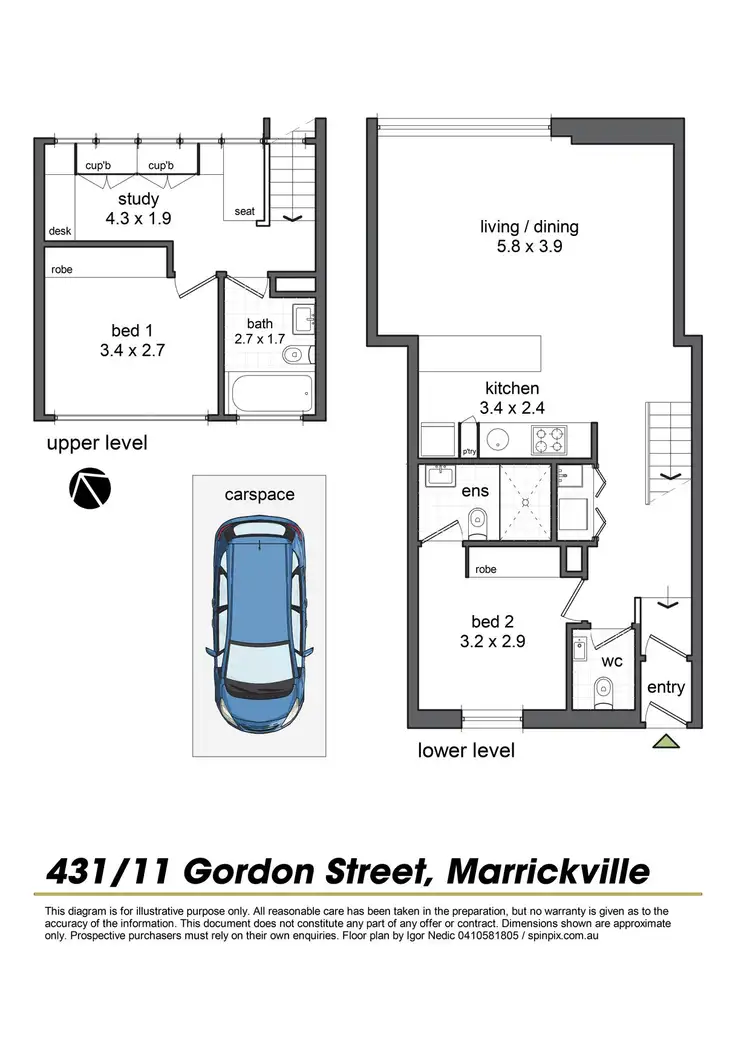 Floorplan of Homely apartment listing, 431/11-23 Gordon Street, Marrickville NSW 2204