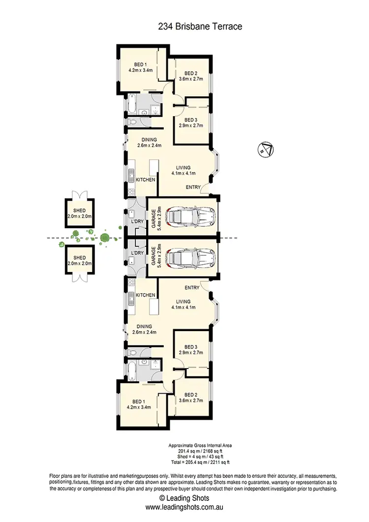 Floorplan of Homely semi-detached listing, 1 & 2/234 Brisbane Terrace, Goodna QLD 4300