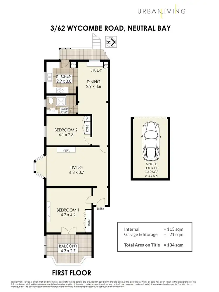Floorplan of Homely apartment listing, 3/62 Wycombe Road, Neutral Bay NSW 2089