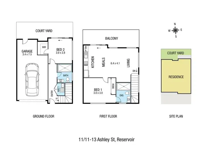 Floorplan of Homely townhouse listing, 11/11-13 Ashley Street, Reservoir VIC 3073