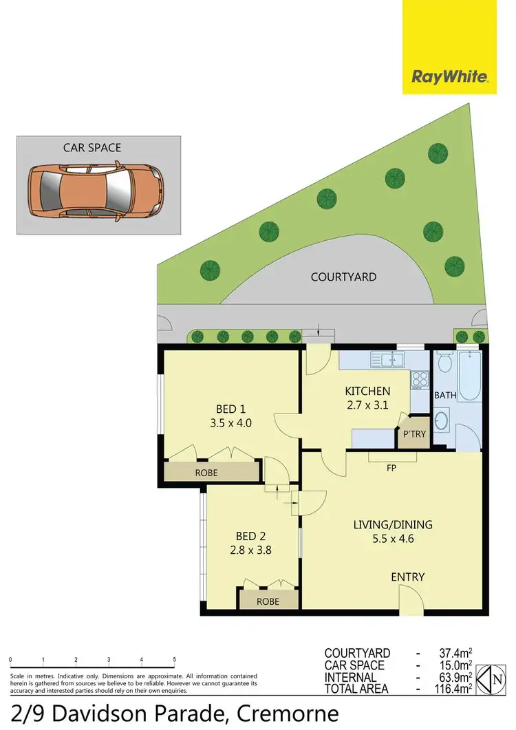 Floorplan of Homely apartment listing, 2/9 Davidson Parade, Cremorne NSW 2090