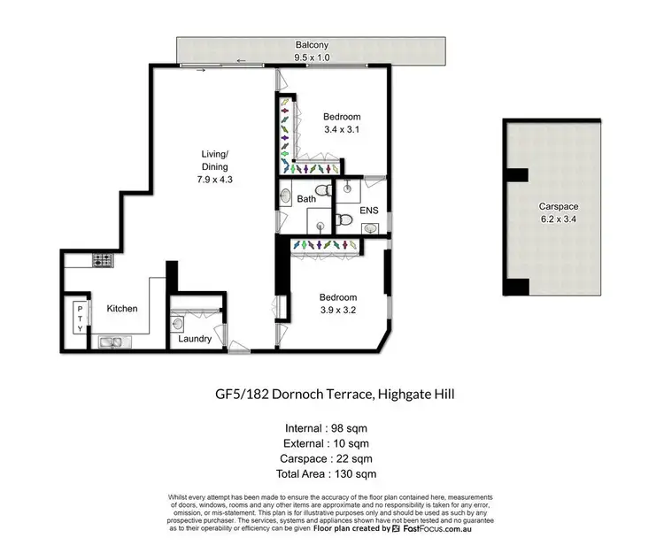 Floorplan of Homely unit listing, GF5 182 Dornoch Terrace, Highgate Hill QLD 4101