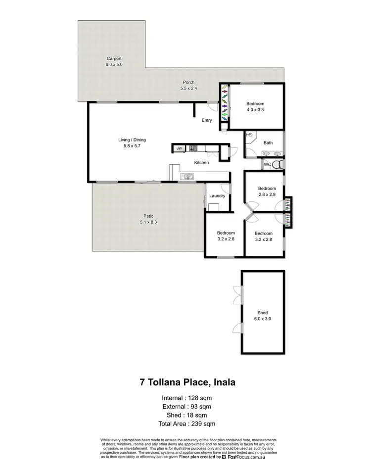 Floorplan of Homely house listing, 7 Tollana Place, Inala QLD 4077