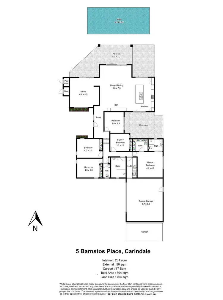 Floorplan of Homely house listing, 5 Barnstos Place, Carindale QLD 4152