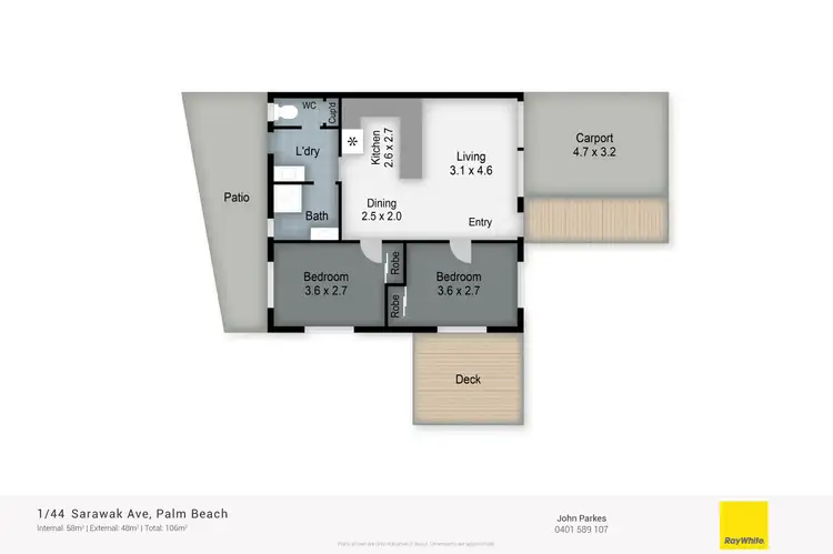 Floorplan of Homely unit listing, 1/44 Sarawak Avenue, Palm Beach QLD 4221