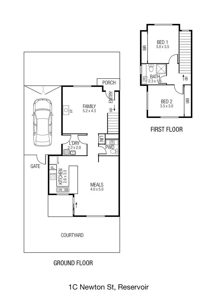 Floorplan of Homely townhouse listing, 1C Newton Street, Reservoir VIC 3073