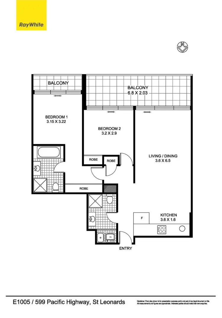 Floorplan of Homely apartment listing, E1005/599 Pacific Highway, St Leonards NSW 2065