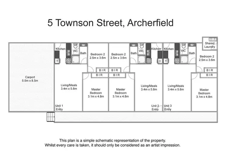 Floorplan of Homely block of units listing, 1/5 Townson Street, Archerfield QLD 4108