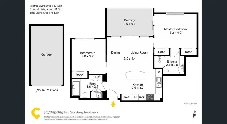 Floorplan of Homely apartment listing, 307/2685 Gold Coast Highway, Broadbeach QLD 4218