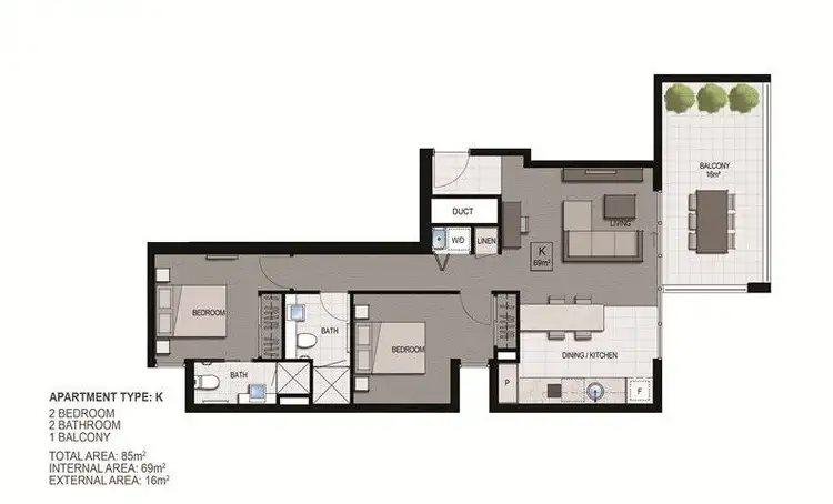Floorplan of Homely apartment listing, 2701/127 Charlotte Street, Brisbane QLD 4000