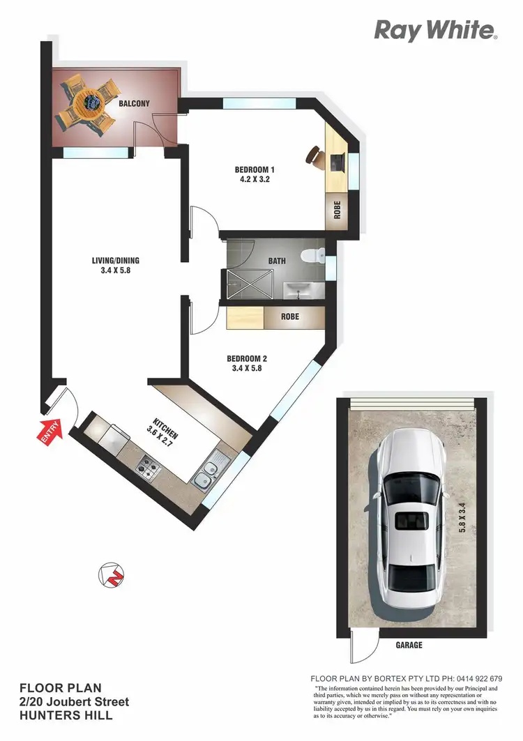 Floorplan of Homely apartment listing, 2/20 Joubert Street, Hunters Hill NSW 2110