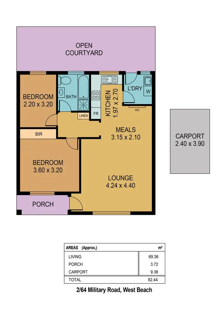 Floorplan of Homely unit listing, 2/64 Military Road, West Beach SA 5024