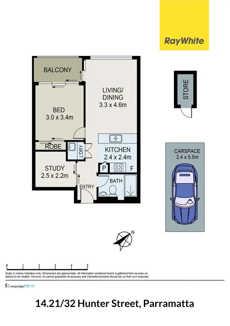 Floorplan of Homely apartment listing, 14.21/32 Hunter Street (AKA 45 Macquarie St), Parramatta NSW 2150