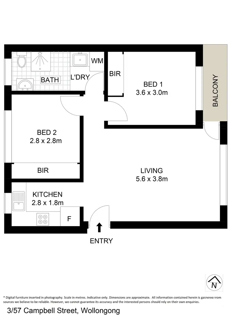 Floorplan of Homely unit listing, 3/57 Campbell Street, Wollongong NSW 2500
