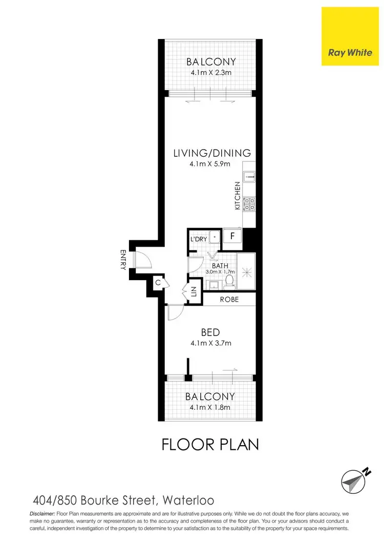 Floorplan of Homely apartment listing, 404/850 Bourke Street, Waterloo NSW 2017
