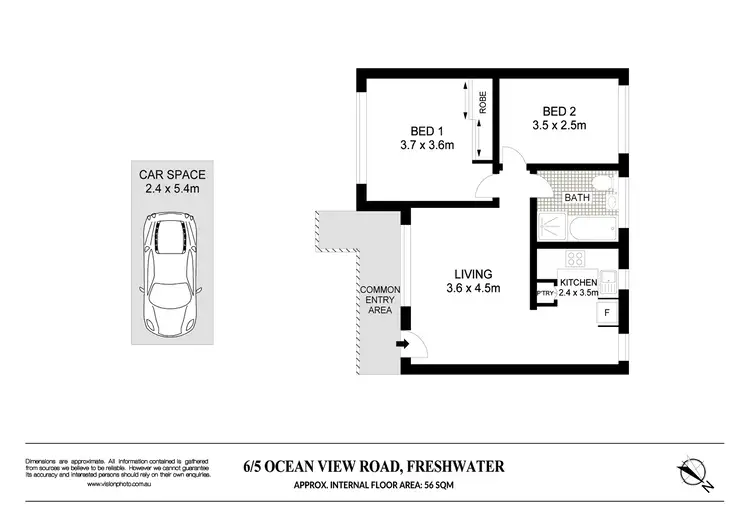 Floorplan of Homely unit listing, 6/5 Ocean View Road, Freshwater NSW 2096