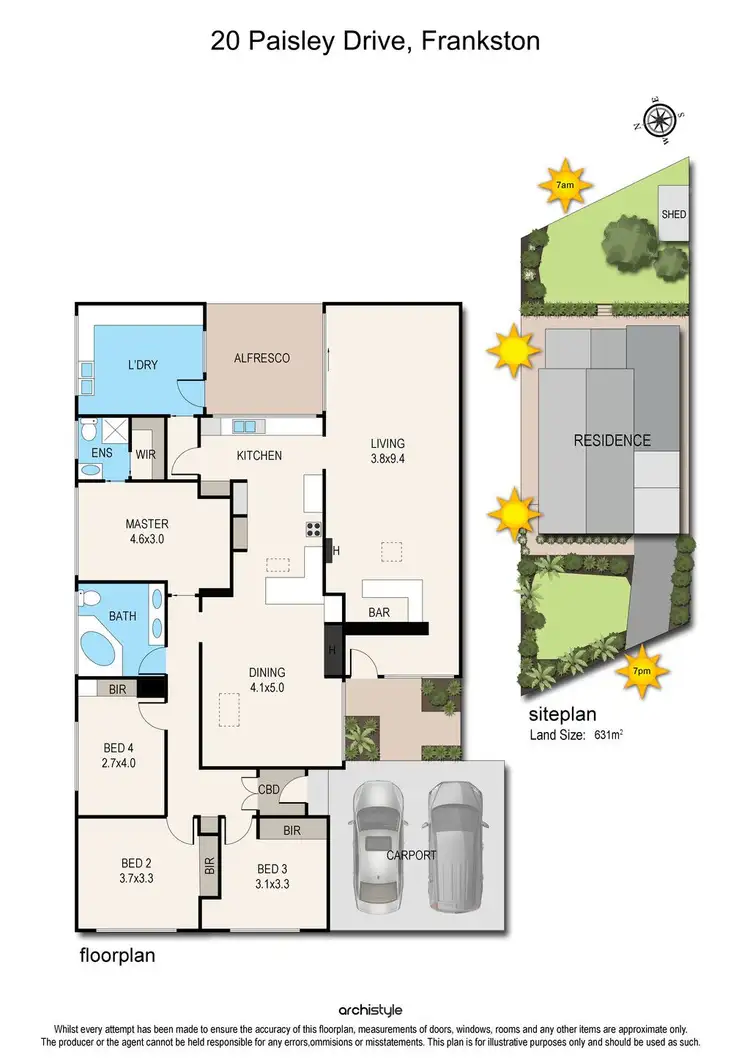 Floorplan of Homely house listing, 20 Paisley Drive, Frankston VIC 3199