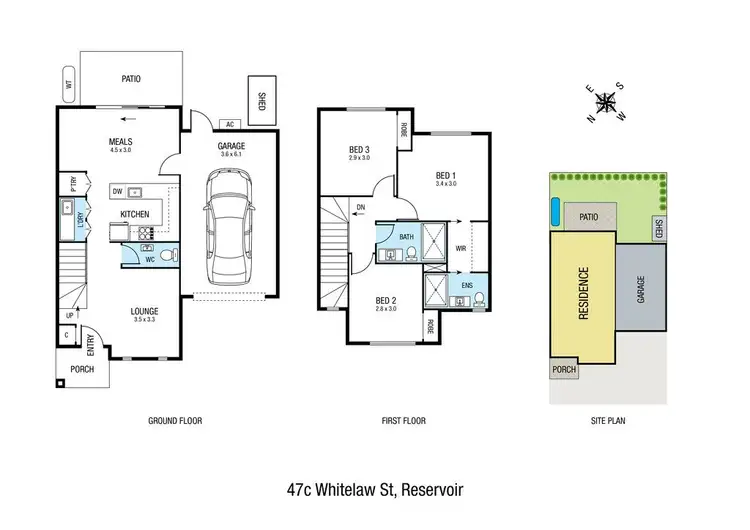 Floorplan of Homely townhouse listing, 47C Whitelaw Street, Reservoir VIC 3073