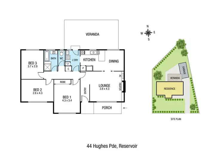 Floorplan of Homely house listing, 44 Hughes Parade, Reservoir VIC 3073