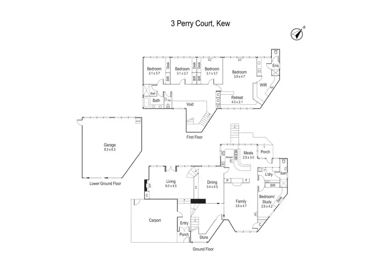 Floorplan of Homely house listing, 3 Perry Court, Kew VIC 3101