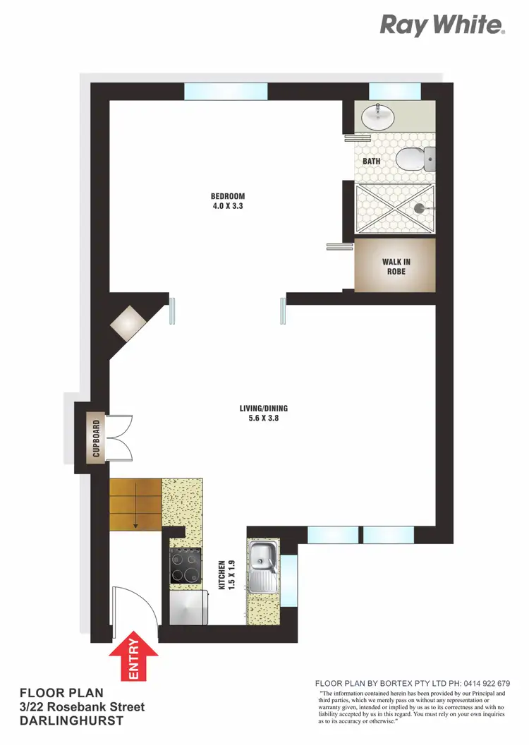 Floorplan of Homely apartment listing, 3/22 Rosebank Street, Darlinghurst NSW 2010