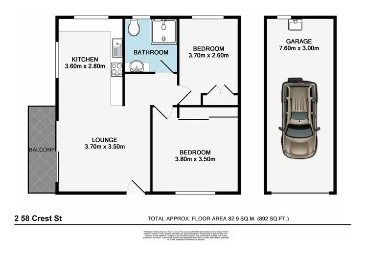 Floorplan of Homely unit listing, 2/58 Crest Street, Mount Gravatt East QLD 4122