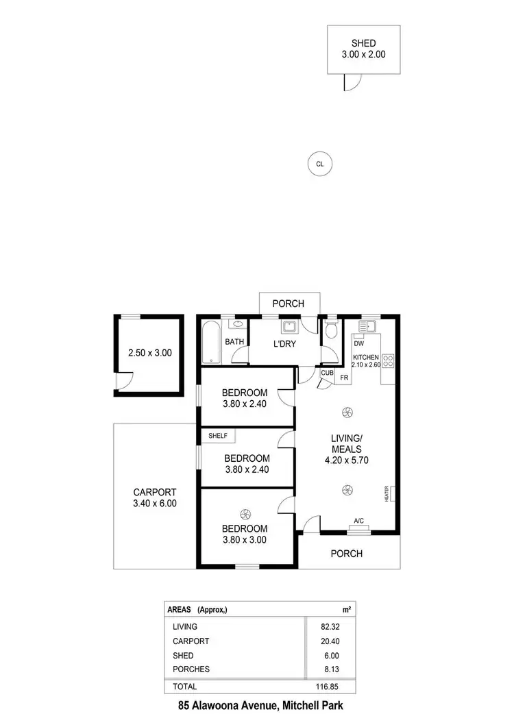 Floorplan of Homely house listing, 85 Alawoona Avenue, Mitchell Park SA 5043