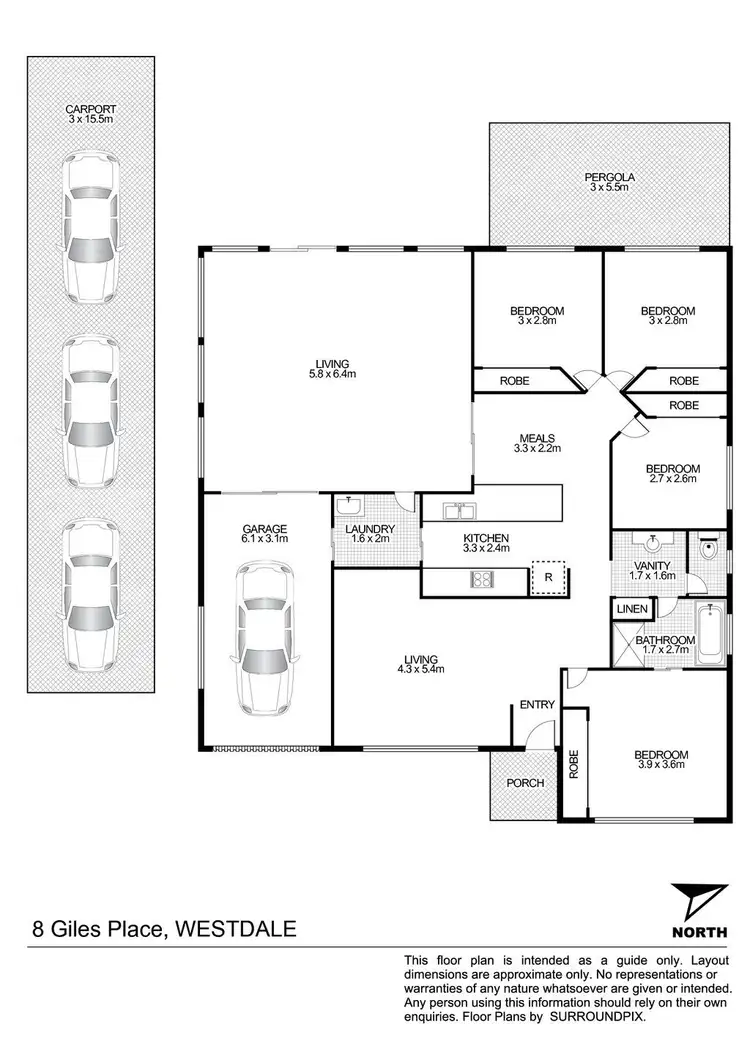Floorplan of Homely house listing, 8 Giles Place, Tamworth NSW 2340