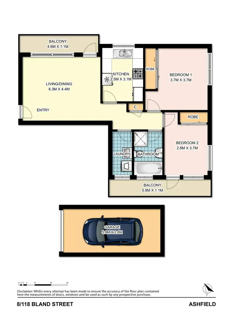 Floorplan of Homely apartment listing, 8/118 Bland Street, Ashfield NSW 2131