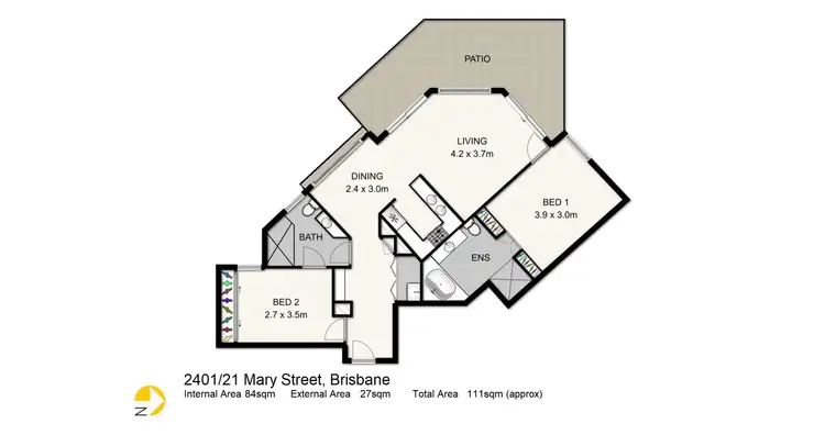 Floorplan of Homely apartment listing, 2401/21 Mary Street, Brisbane QLD 4000