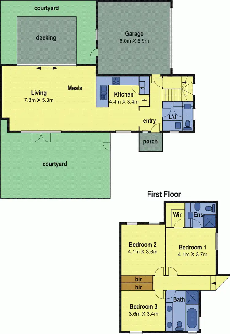 Floorplan of Homely townhouse listing, 1/34 Barry Street, Reservoir VIC 3073