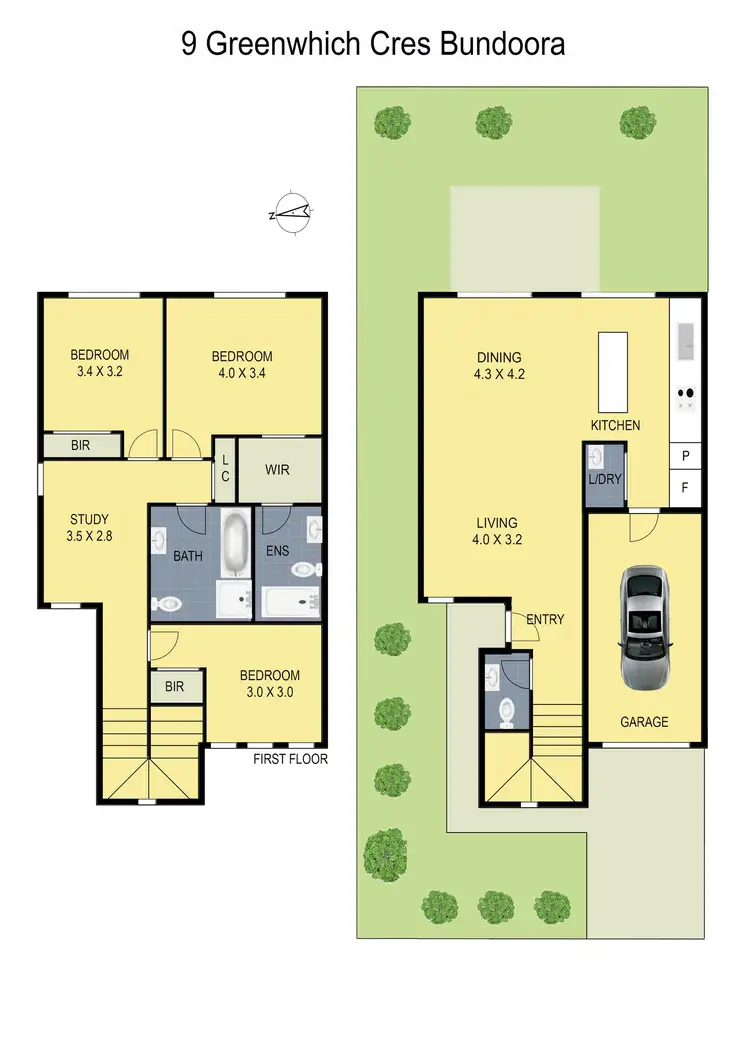 Floorplan of Homely townhouse listing, 9 Greenwich Crescent, Bundoora VIC 3083